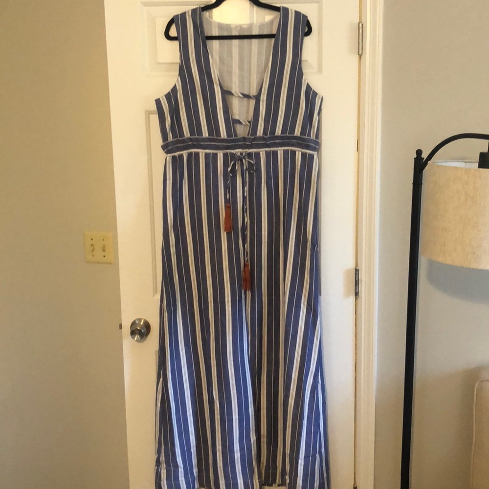 Blue and white maxi dress